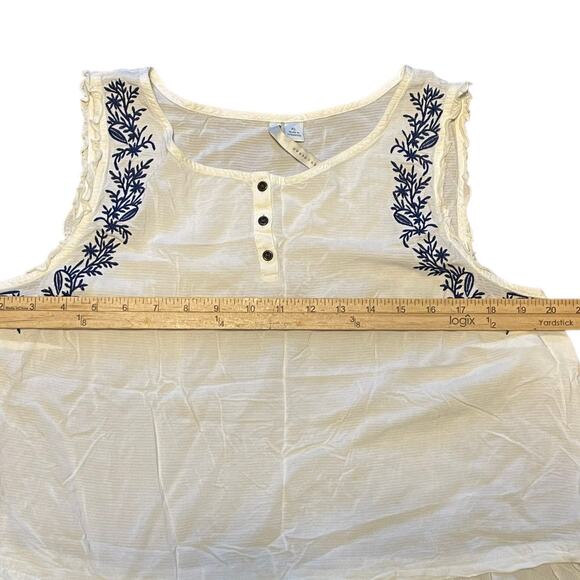 Lauren Conrad White Rayon Boho Embroidered Sleeveless Blouse Sz XL - Picture 3 of 7